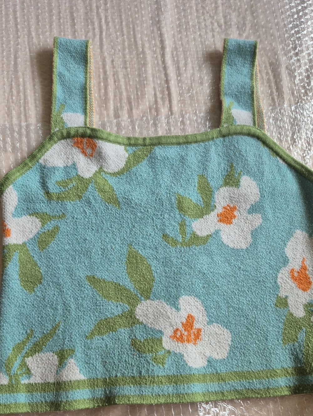 Y2K! Sage & Oak Soft Crop Knit Floral Tank